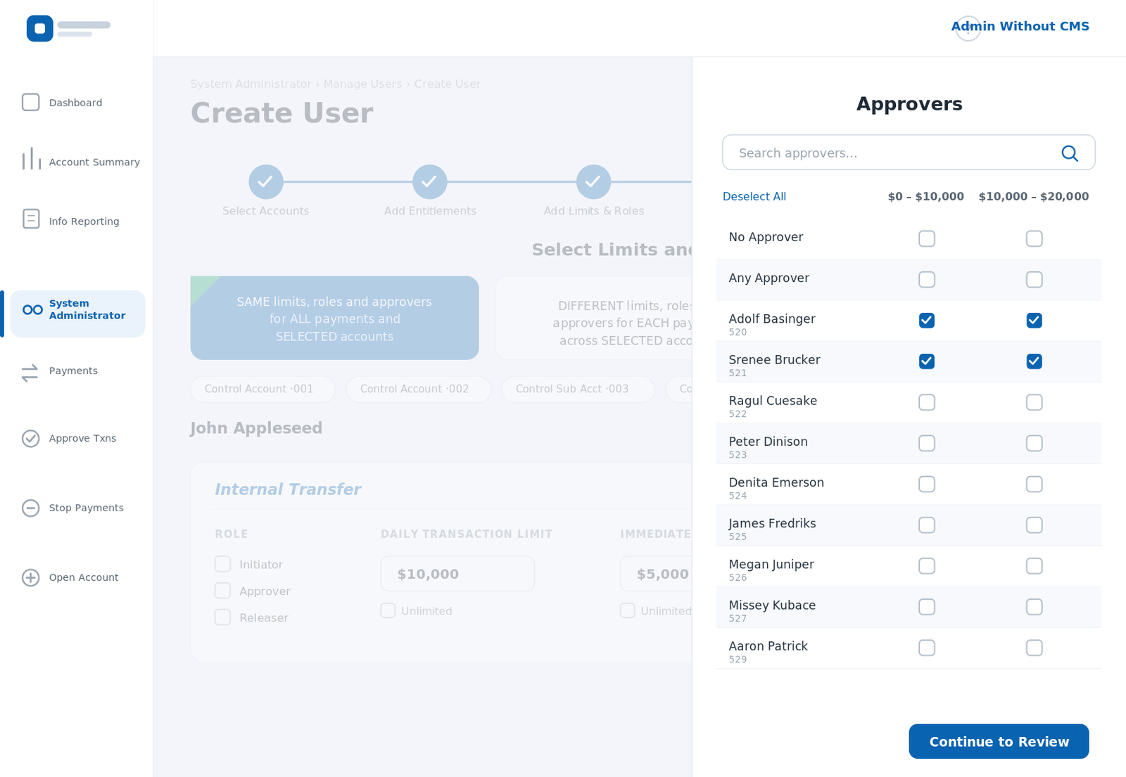 Assign approvers per amount tier